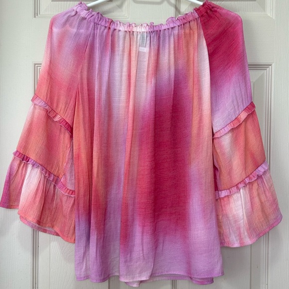 Zac & Rachel Tie-Dye Off The Shoulder Long Sleeve Blouse - Picture 3 of 11